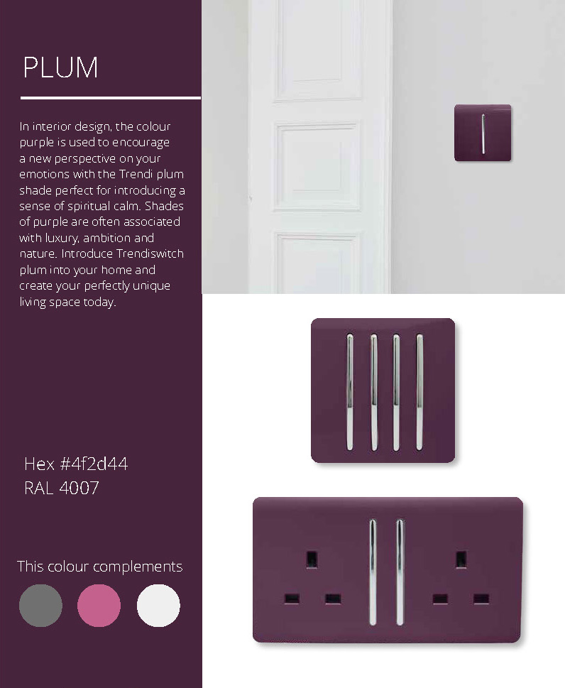 2 Gang Retractive Home Auto.Switch Plum ART-SSR2PL  Trendi Plum